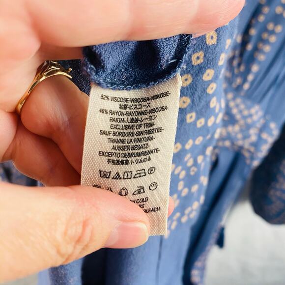 Free People Blue Lace Up Modern Kimono Dress Boho Peasant Size 0 - Picture 9 of 11